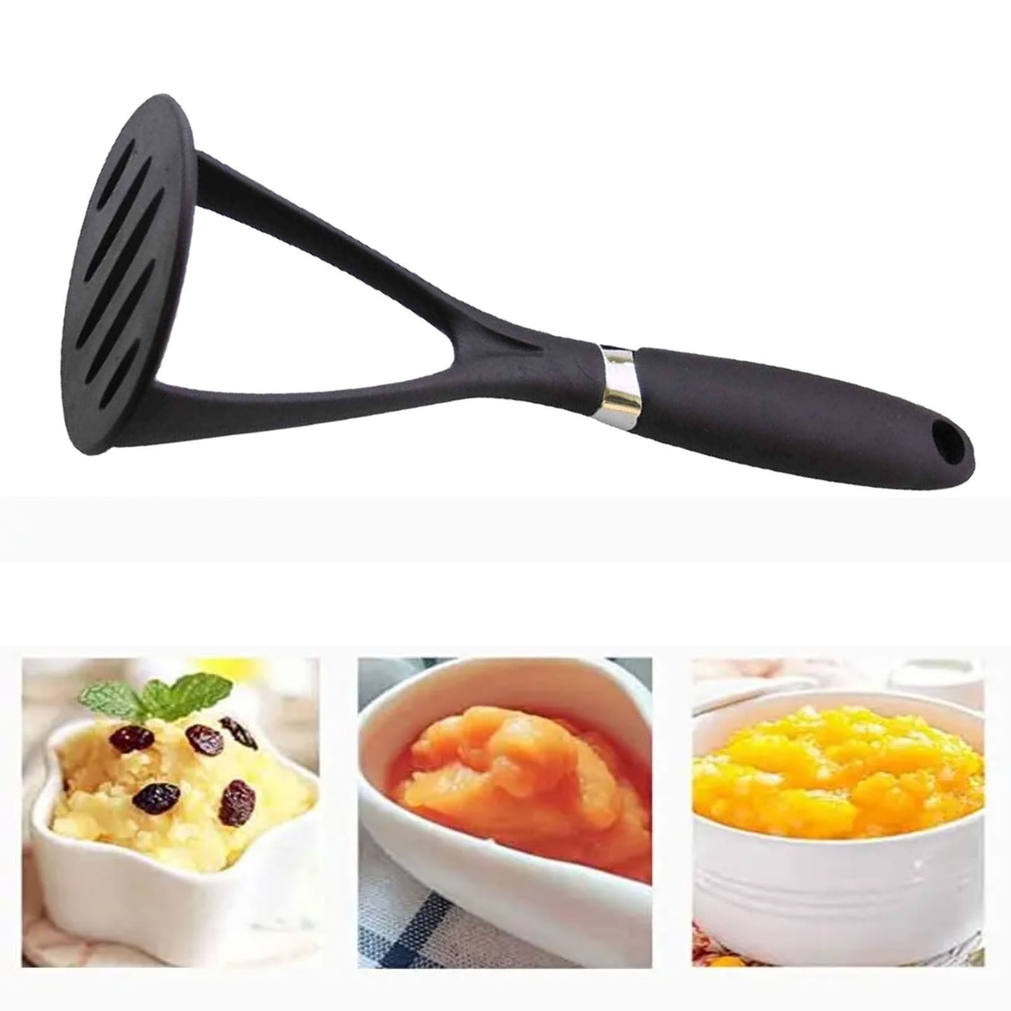 Potato Masher Kitchen Helper Vegetable Masher Heat Resistant Silicone Handle Non Stick Cookware Safe Ergonomic Grip for Mashing Potatoes Vegetables Fruits Jam Making 1* Potato Press