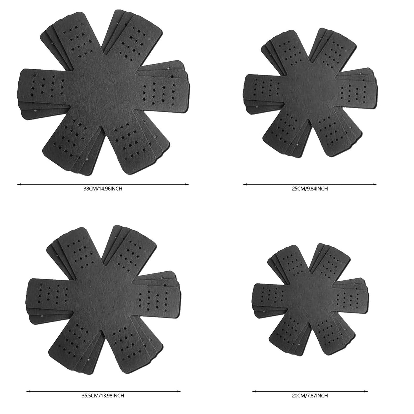 12-Pack Gray Silicone Pot &amp; Pan Protectors (4 Sizes) | Heat-Resistant Cookware Dividers for Stacking Pots, Pans &amp; Lids | Scratch Prevention Cabinet Organizer for Kitchen Storage