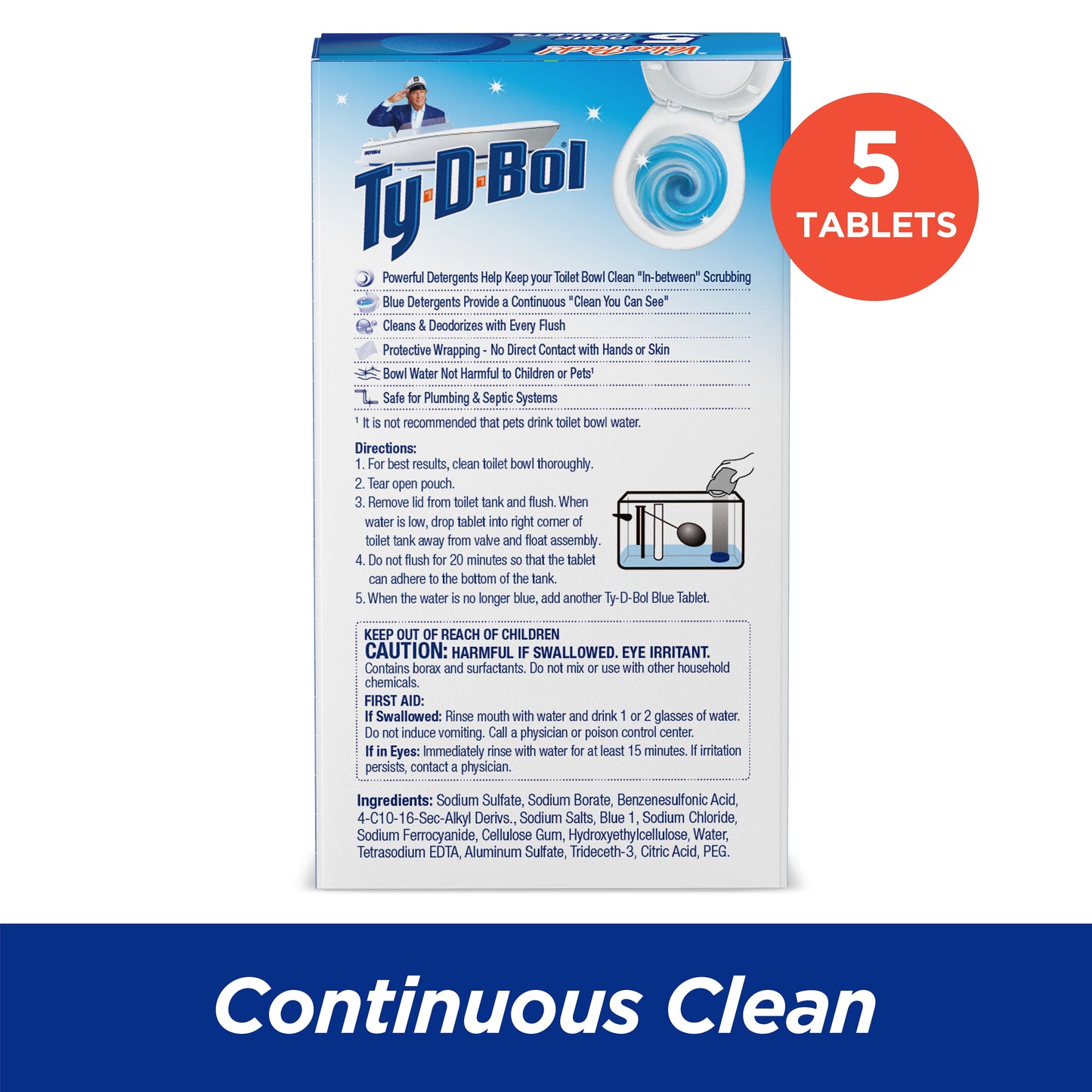 Bleach-Free Toilet Bowl Cleaner Tablets, 1.4 oz, 5 Count