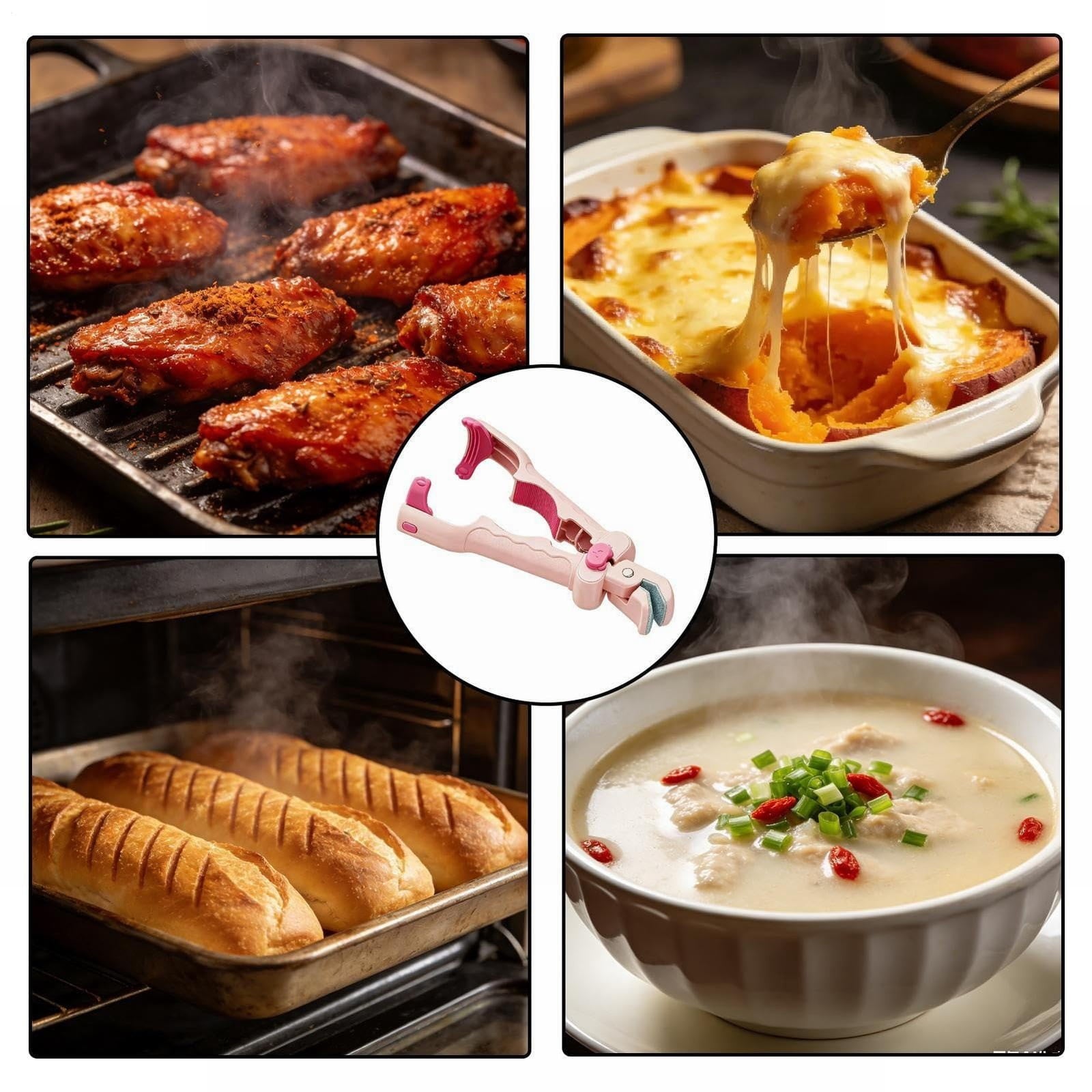 UYUH Hot Plate Gripper Anti Scald, Multi Angle Anti Scald Bowl Holder Clip and Hot Plate Grabber Tool with Lock, Kitchen Utensil for Bowls Pans and Dishes, Gripper Tool