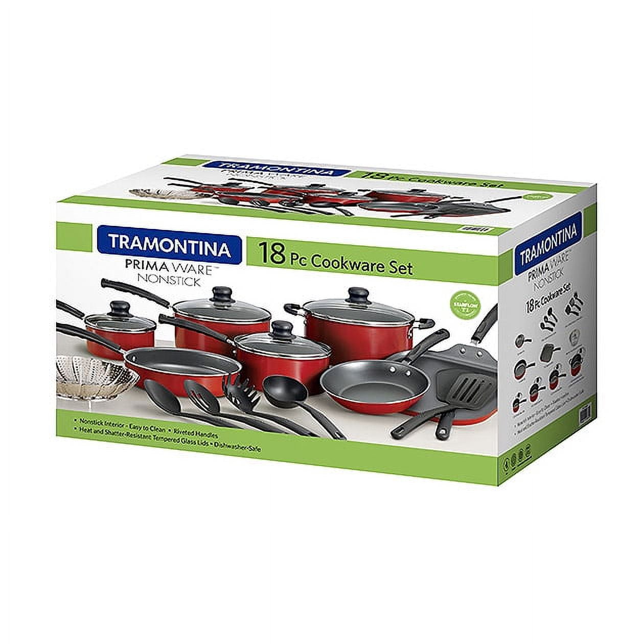 18 Piece Non-stick Cookware Set, Steel Gray