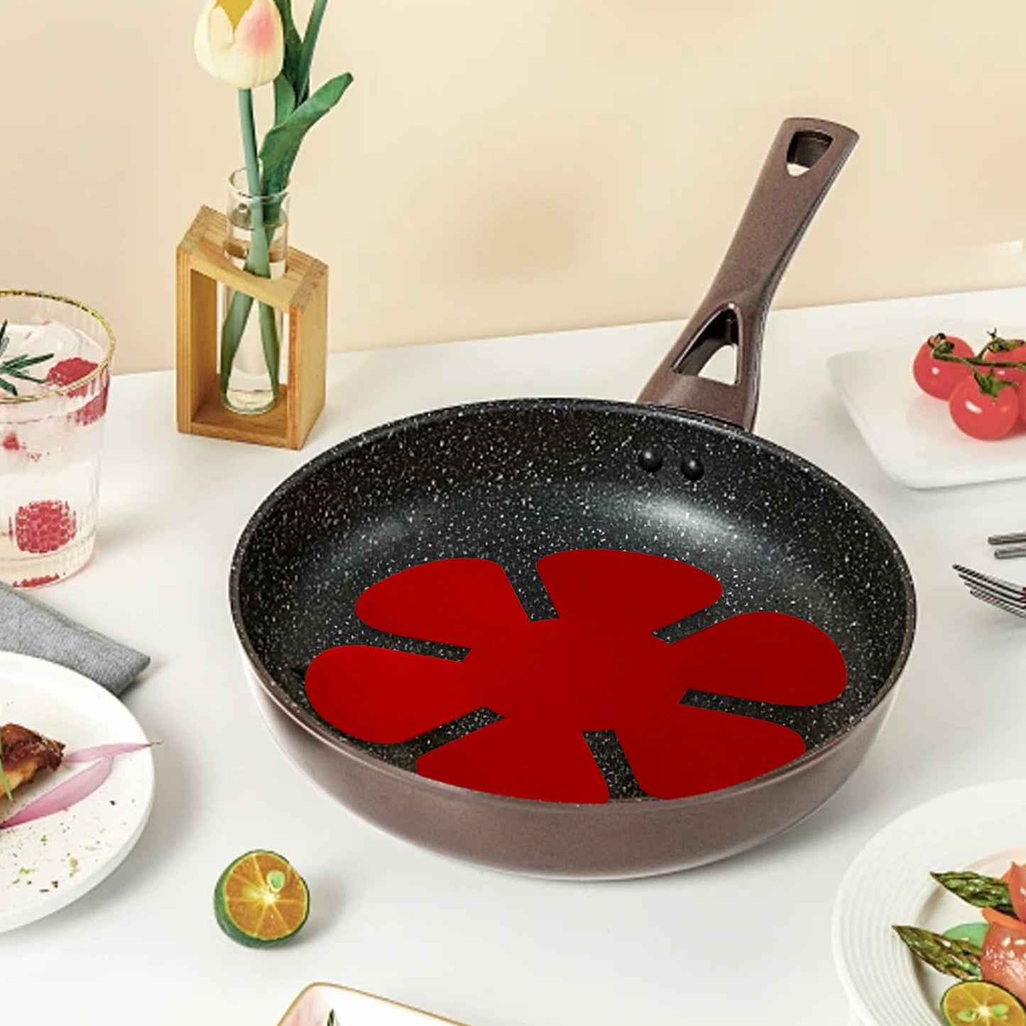 12pcs Pot Protector Non Stick Mat, Frying Pan Insulation Guard, Simple Design, Protect Cookware Surface, Oven Safe, Heat Resistant, Stain Free, Fabric, Kitchen Cooking Helper