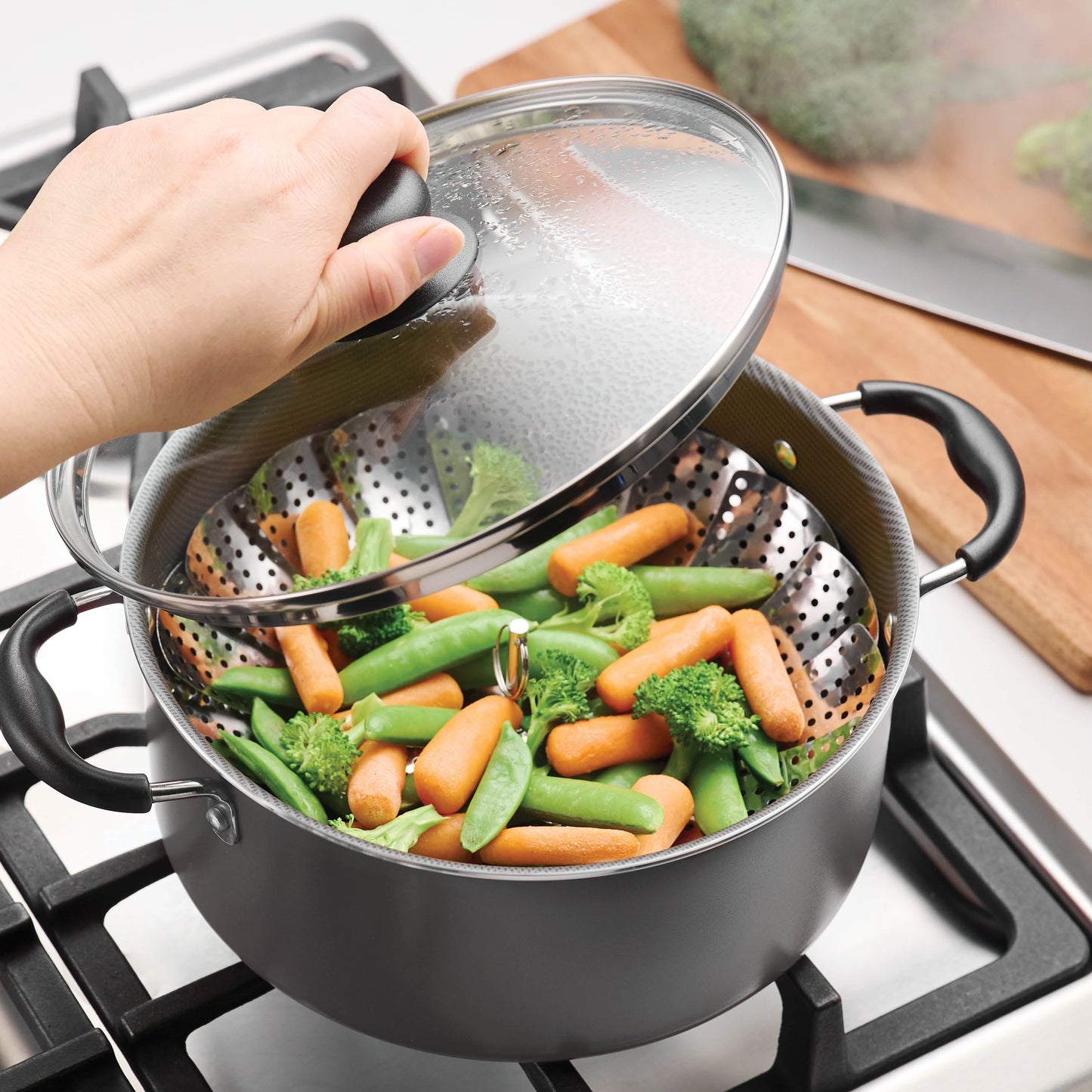 18 Piece Non-stick Cookware Set, Steel Gray