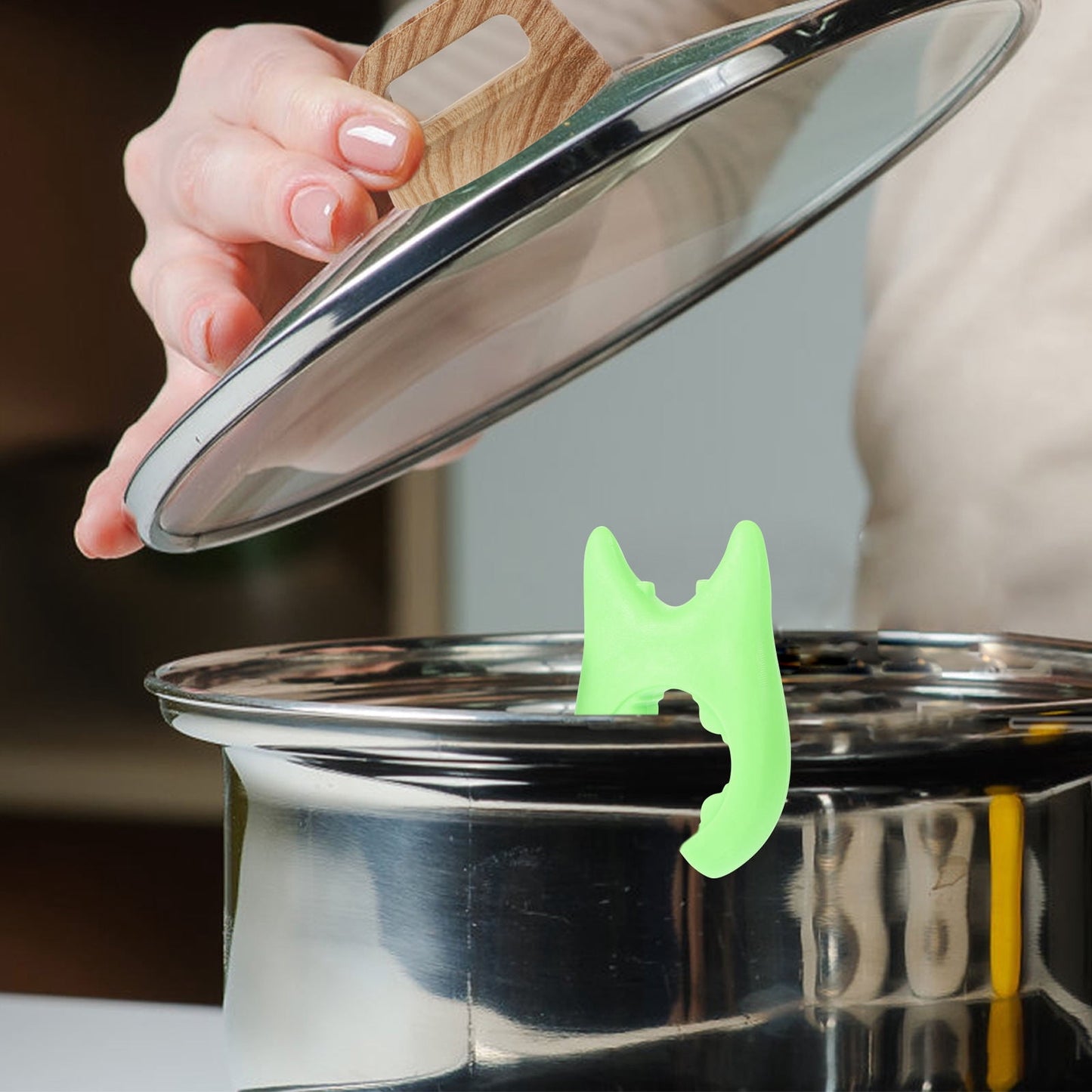 6- Silicone Pot Lid Lifters Spill Proof Cooking Helper with Air Circulation for Safe Cooking