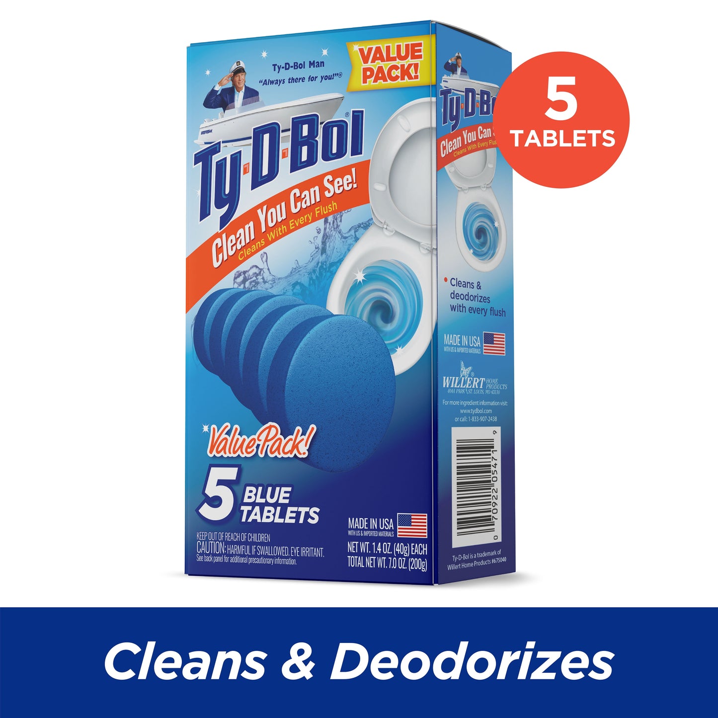 Bleach-Free Toilet Bowl Cleaner Tablets, 1.4 oz, 5 Count