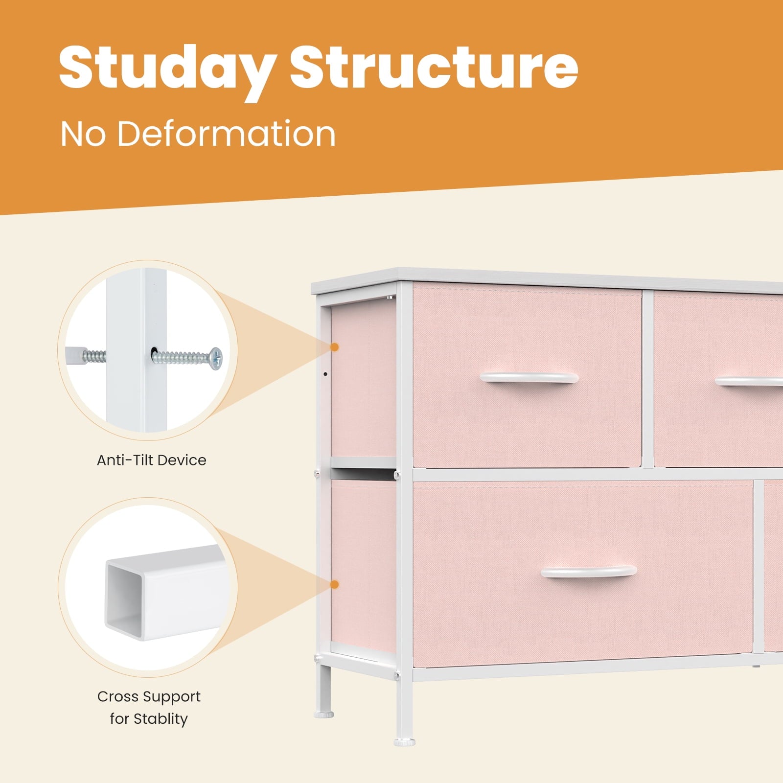 edx 5 Drawers Fabric Dresser for Bedroom, Drawer Organizer Storage Cabinet for Closet, Clothes, TV Stand, Black