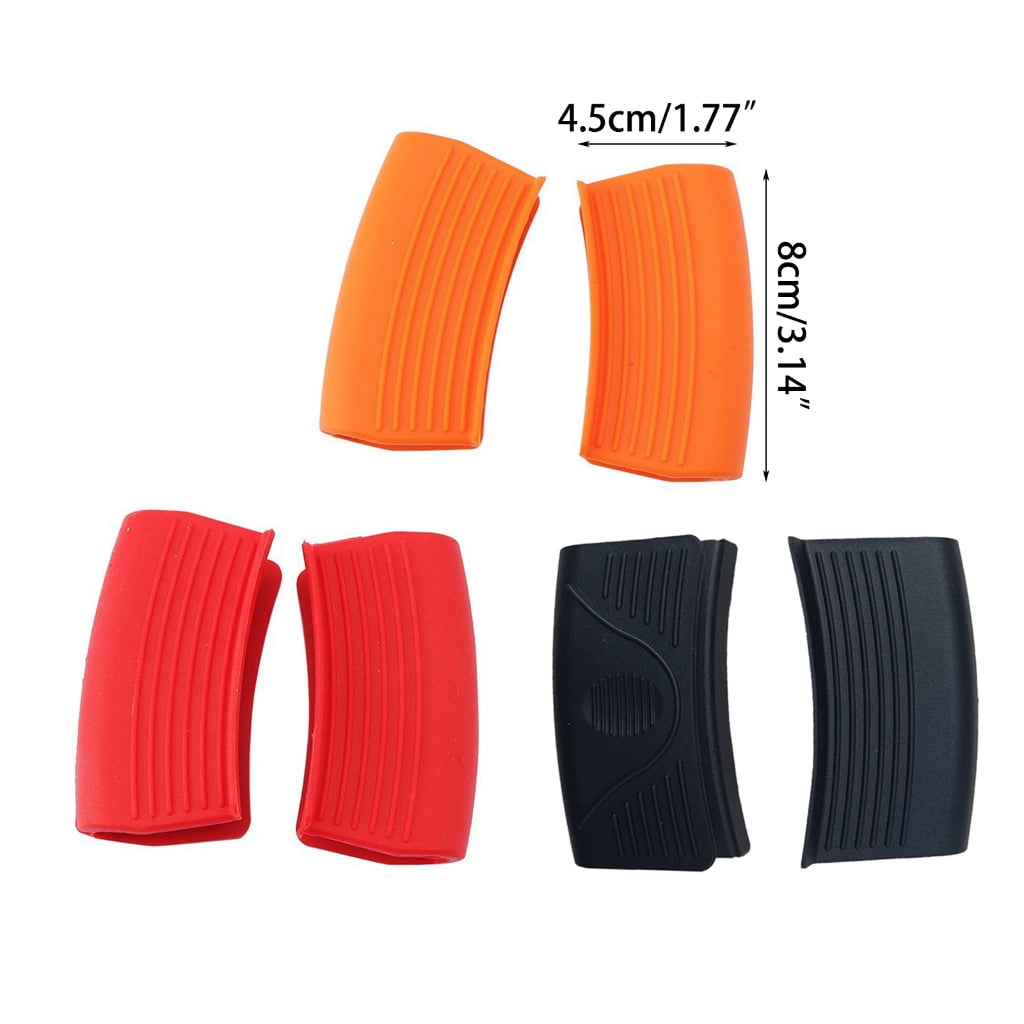 2 Pcs Silicone Assist Hot Pan Handle Holder Pot Holders for Enameled Griddles Casseroles Frying Pans Cookware