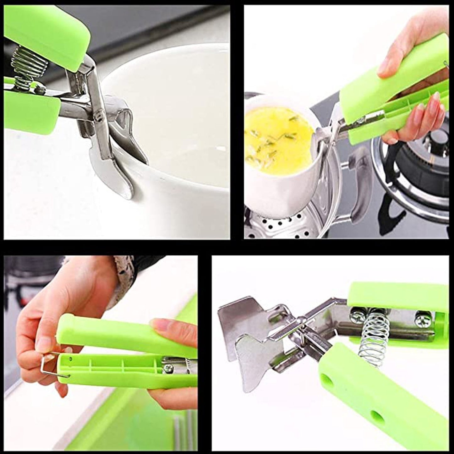 Kitchen Multifunctional Anti-Scald Tool Set - Stainless Steel Bowl Lifter, Pot Holder, and Heat-Resistant Gloves, Safe Gripping for Hot Dishes, Bowls, Pans, and Trays, Dishwasher Safe green