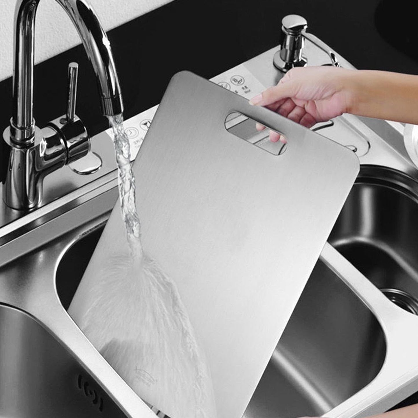 304 Stainless Steel Cutting Board Thickened Mildew-Resistant Cutting Board for Kitchen Food Prep and Domestic Use with Easy Cleaning Surface |Stainless steel,Silver