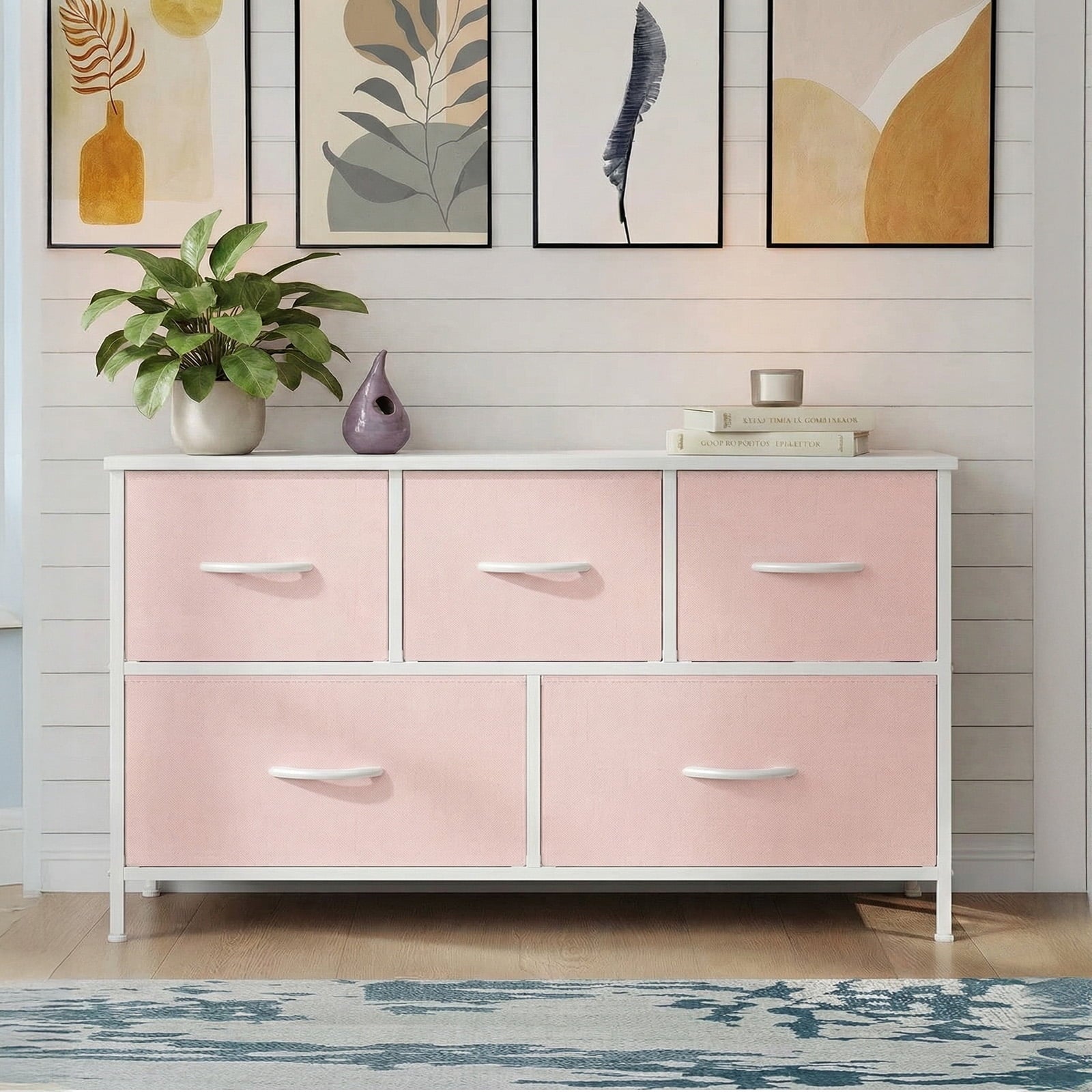 edx 5 Drawers Fabric Dresser for Bedroom, Drawer Organizer Storage Cabinet for Closet, Clothes, TV Stand, Black