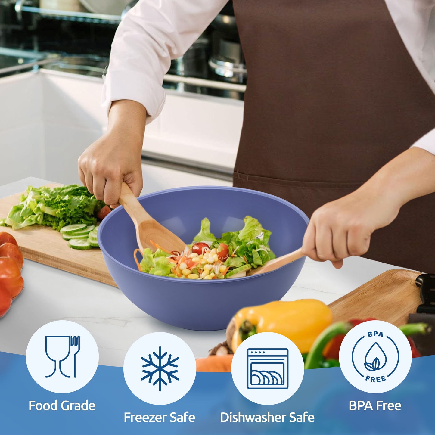 Mixing Bowls with Airtight Lids Set of 6, Plastic Nesting Bowls Prep Bowls for Mixing, Serving, Kitchen Preparing, Storage, Microwave &amp; Freezer Safe