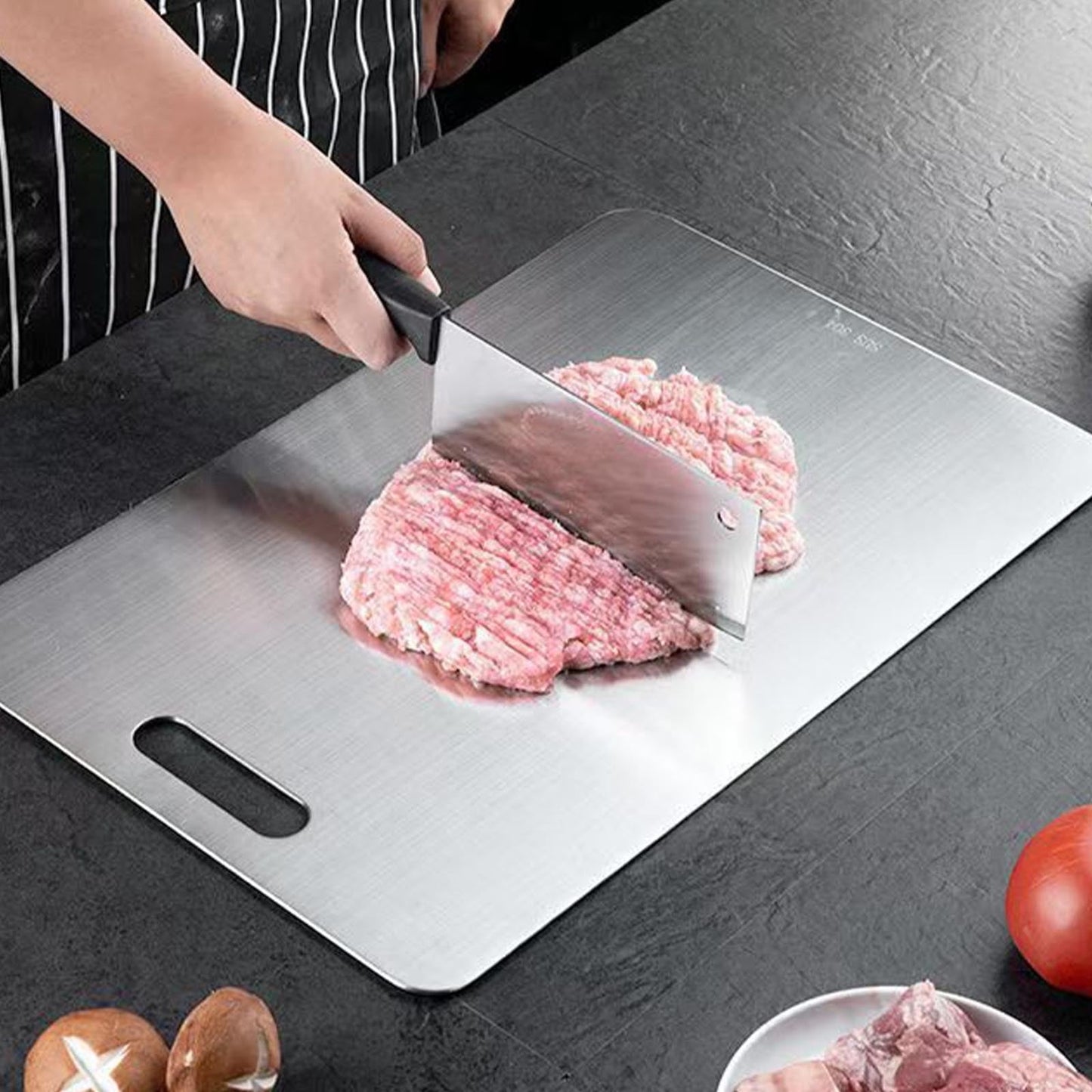 304 Stainless Steel Cutting Board Thickened Mildew-Resistant Cutting Board for Kitchen Food Prep and Domestic Use with Easy Cleaning Surface |Stainless steel,Silver