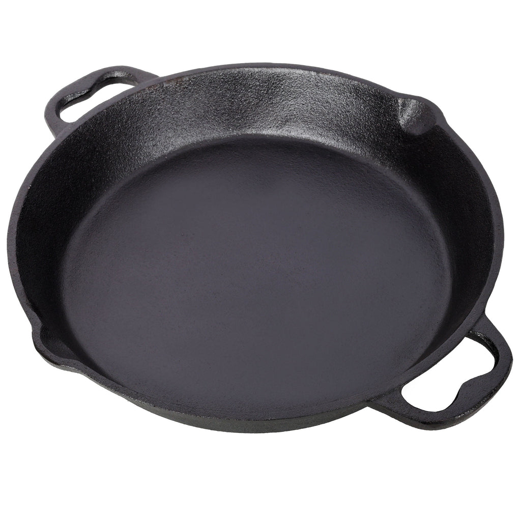CQSXDA 12 Inch Pre-Seasoned Cast Iron Skillet Pan, Dual Helper Handles, Stovetop Grill Oven Safe