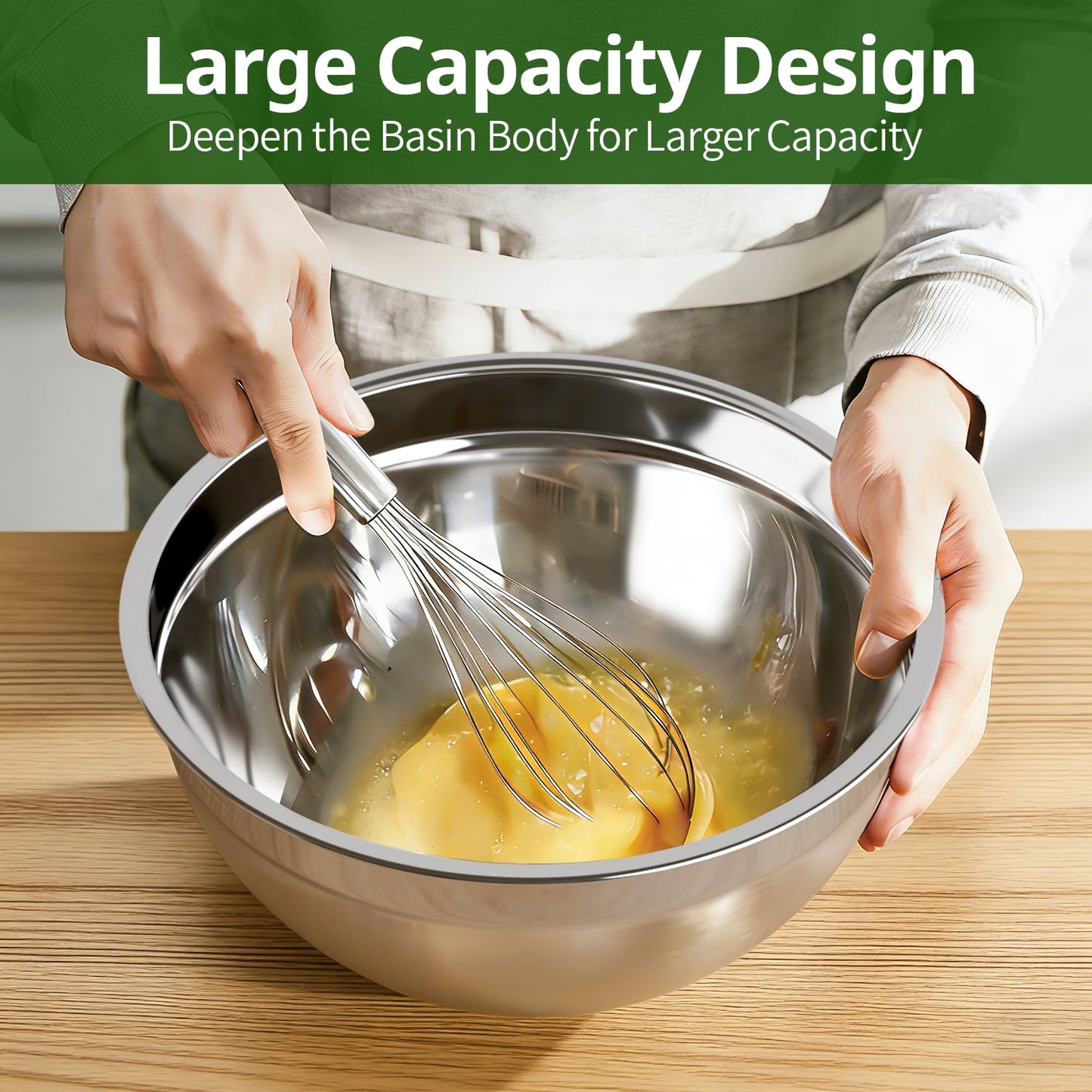 Mixing Bowls Set, 5 PCS Stainless Steel Mixing Bowls, Metal Nesting Storage Bowls for Kitchen, Size 4.5, 3, 2, 1.5, 0.75 QT, Great for Prep, Baking, Serving