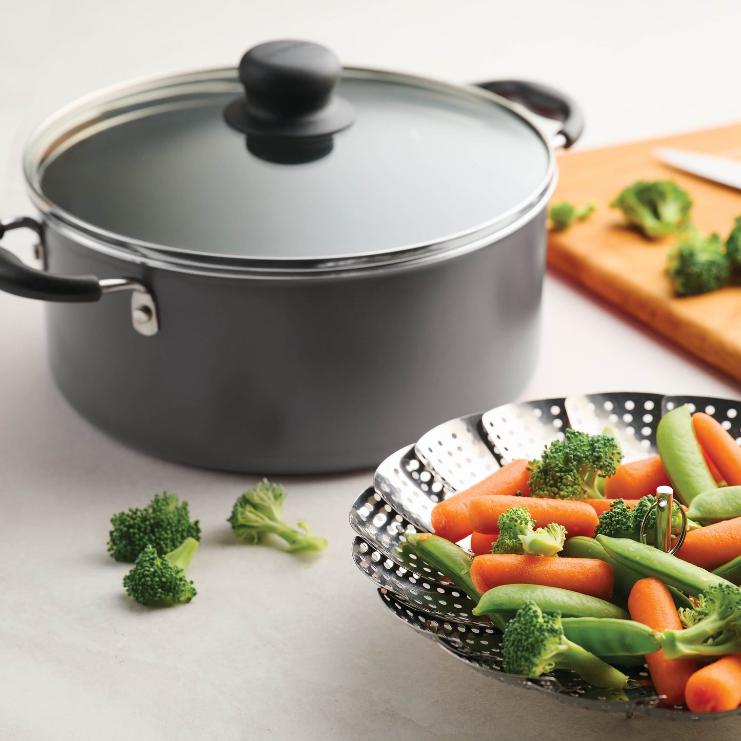18 Piece Non-stick Cookware Set, Steel Gray