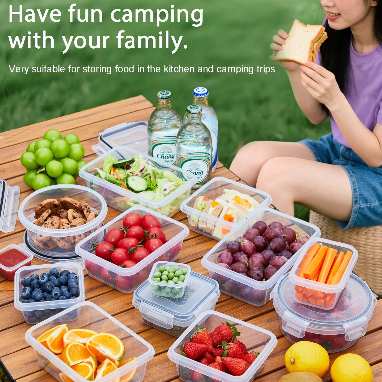 24-Pack Airtight Food Storage Container Set With Easy Snap Lock Lids - Plastic Containers For Picnics With 12 Boxes and 12 Lids, Camping, Office, And School