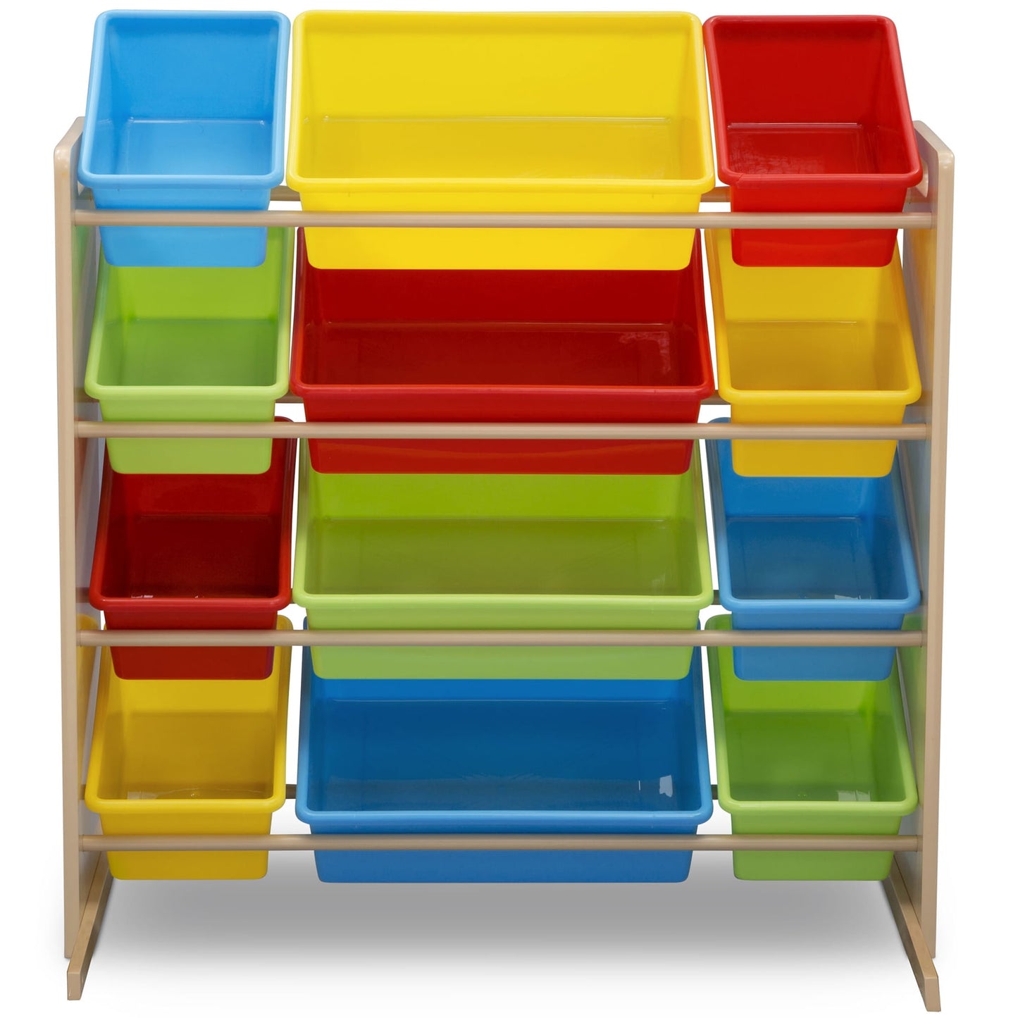 Kids Toy Storage Organizer with 12 Plastic Bins, Gold Certified, White/Pink