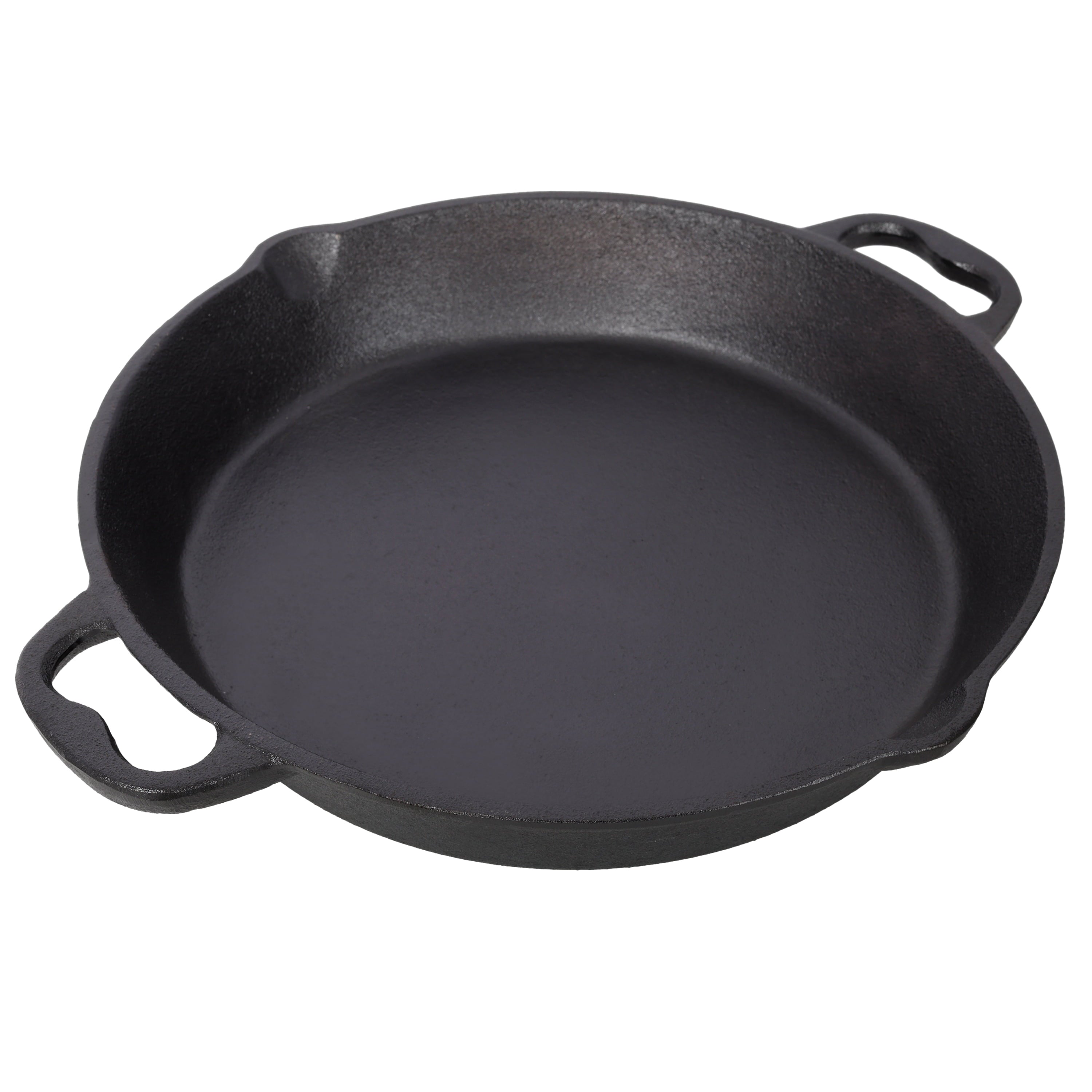Cast Iron Skillet, 12 Inch Pre-Seasoned Cast Iron Pan with Dual Helper Handles, Even Heating Grill and Oven Safe Cookware, Induction Stovetop Pan for Searing and Baking, Black