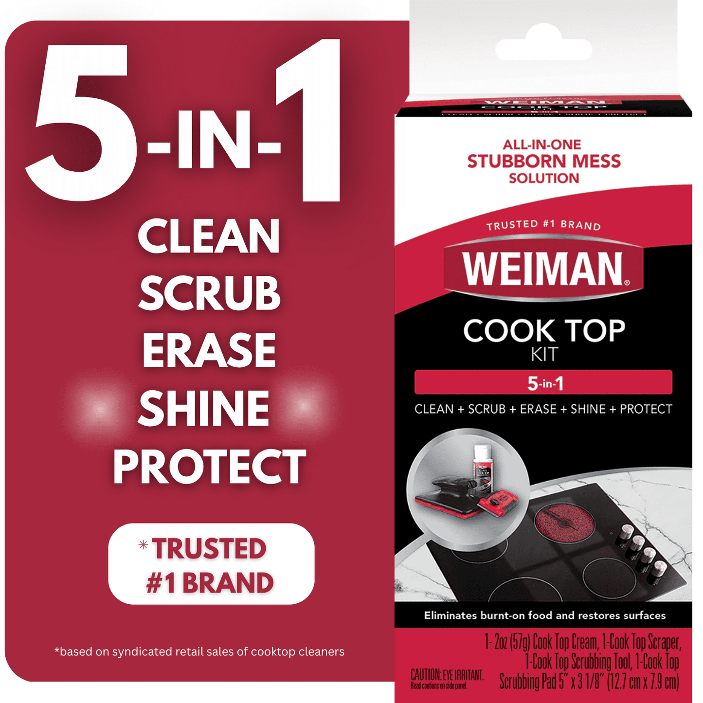 5-In-1 Cook Top Complete Cleaning Kit - Includes Cream, Scrubbing Pad and Scraper Tool