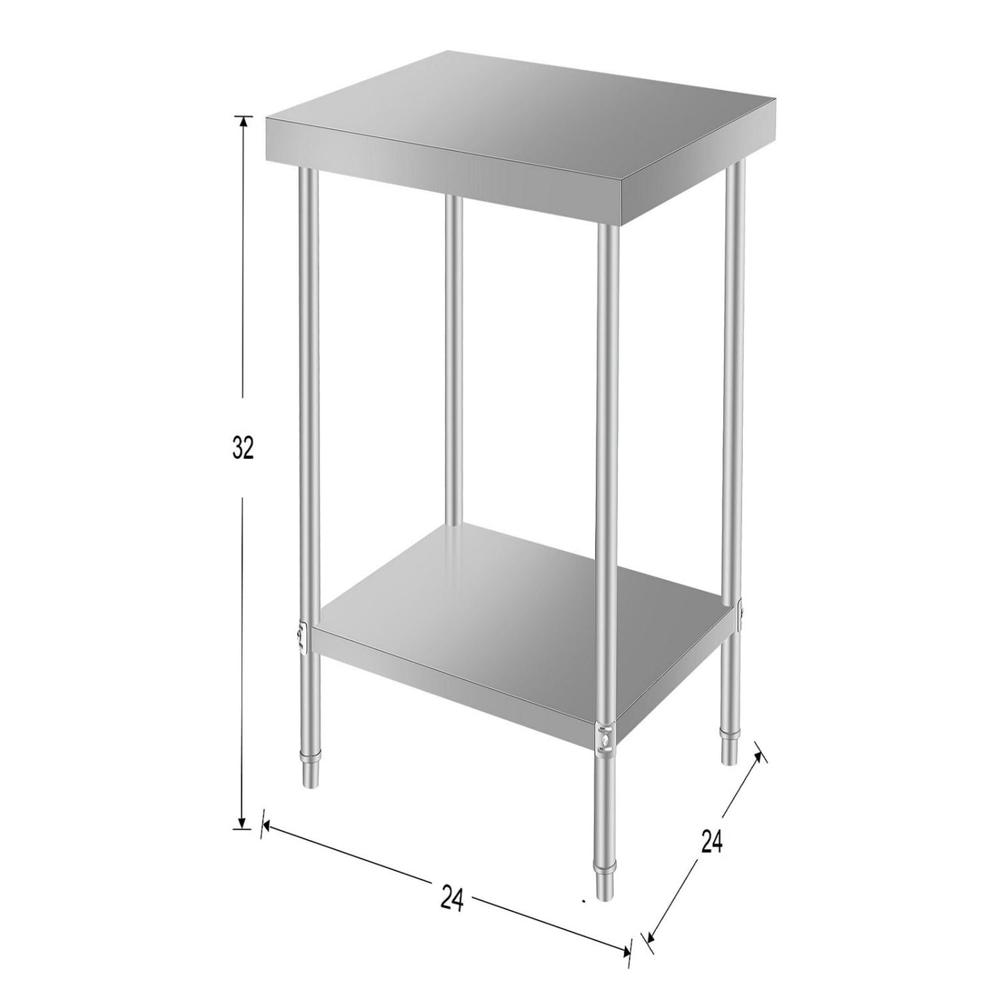 24"x24" Commercial Grade Stainless Steel Kitchen Prep Table – Work Surface for Restaurant &amp; Home Use, Space-Saving Design for Efficient Food Prep, Easy-Cleaning Surface for Hygiene &amp; Long.